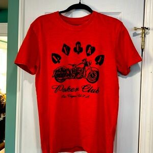 NWT ~ Lucky Brand ~ Las Vegas ~ Poker Club ~ size small ~ orange Tshirt